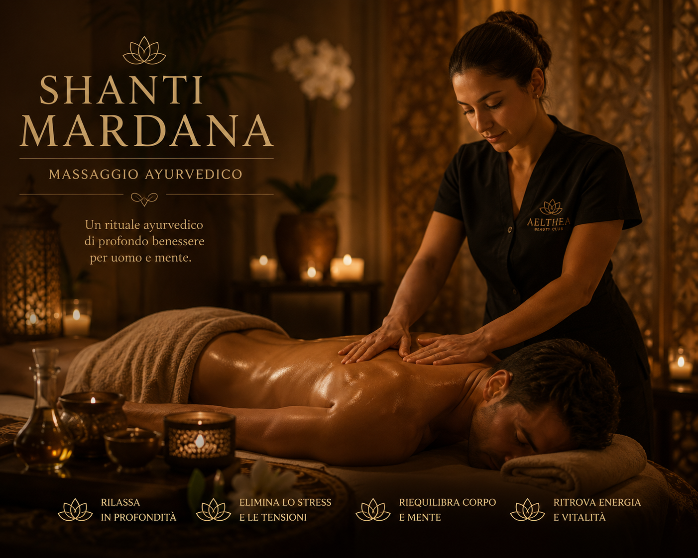 Massaggio Shanti Mardana (50') rituale ayurvedico rilassante Aelthea Beauty Club