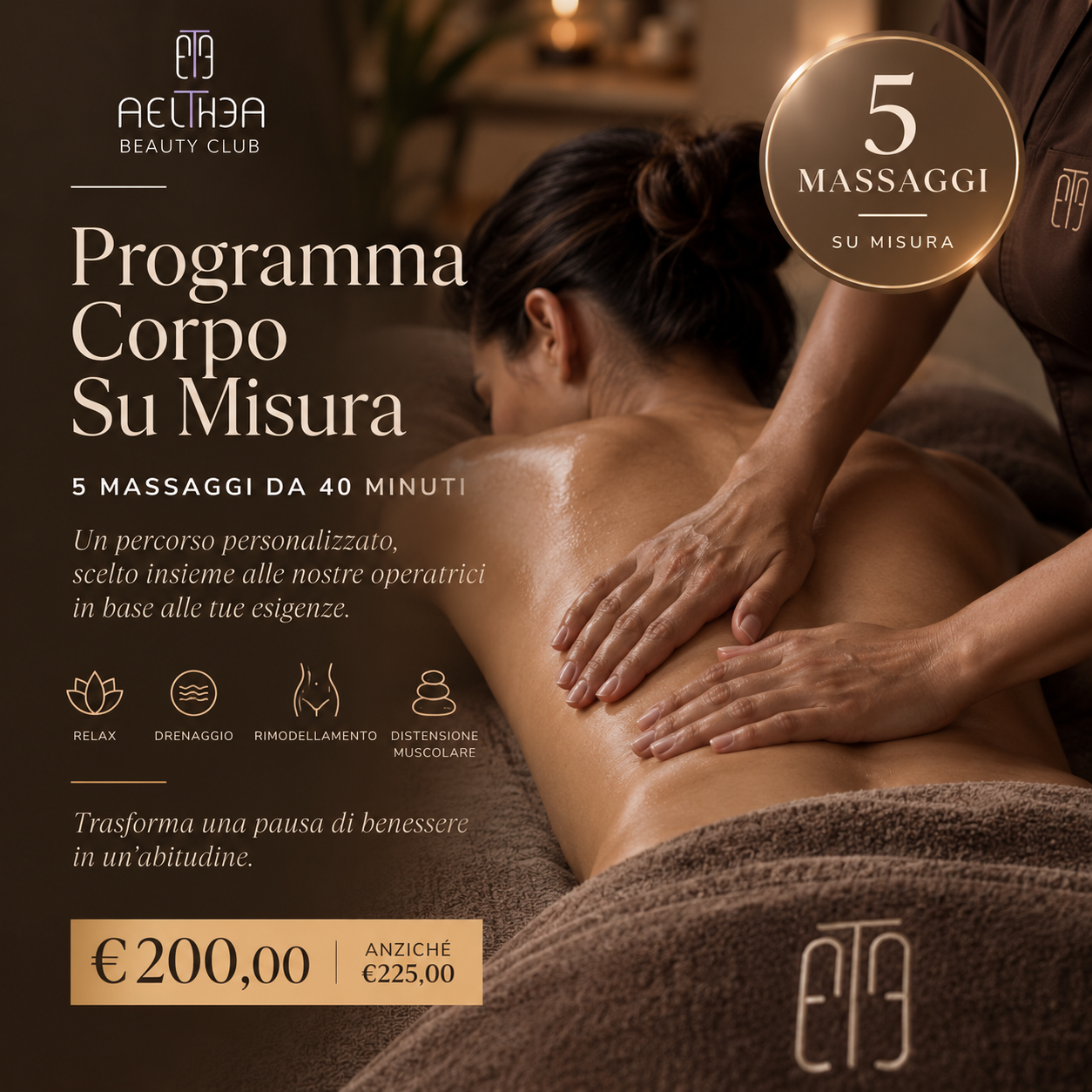 Programma Corpo Su Misura – 5 Massaggi da 40' Aelthea Beauty Club Messina