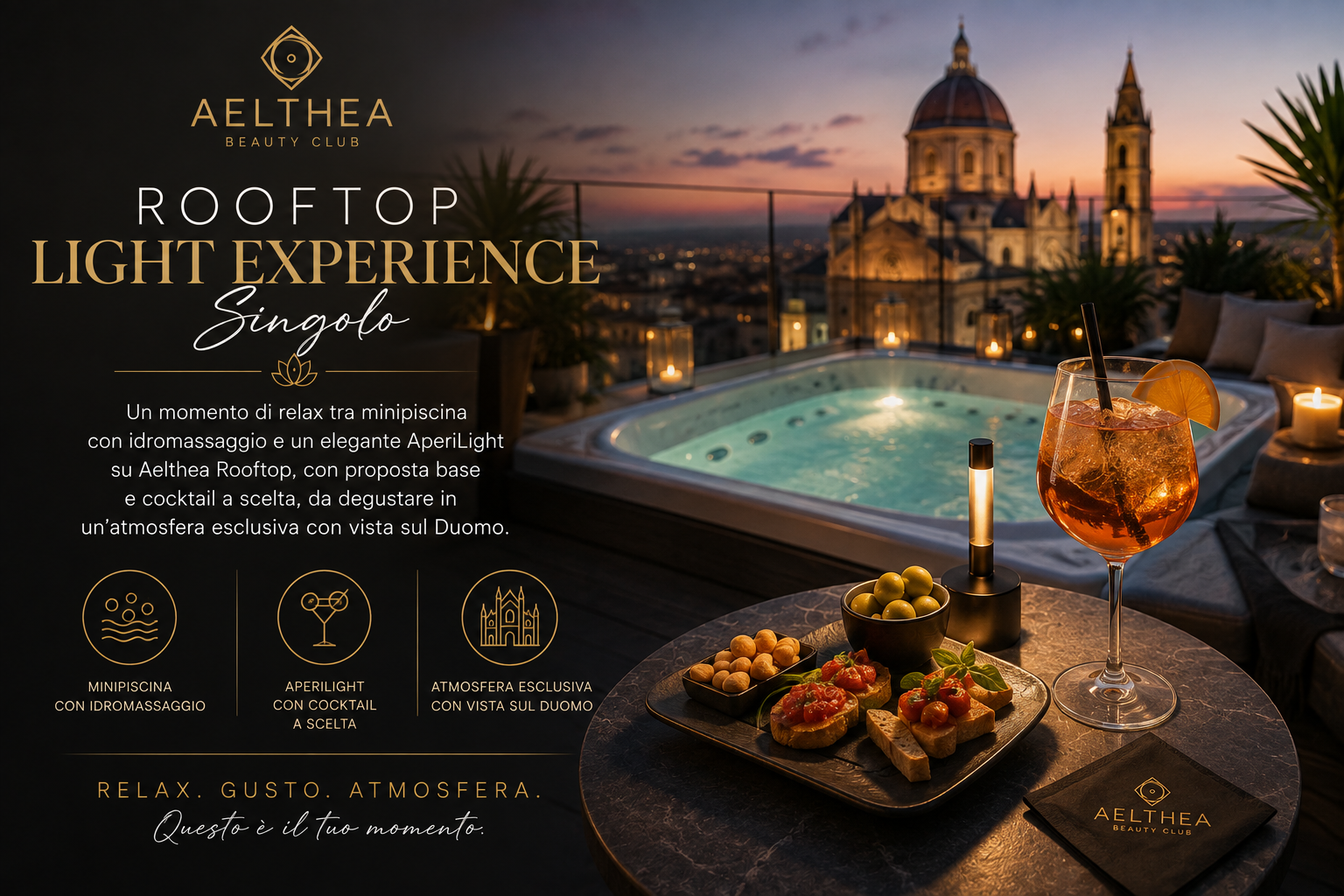 Rooftop Light Experience con minipiscina idromassaggio e AperiLight - Aelthea Rooftop Messina